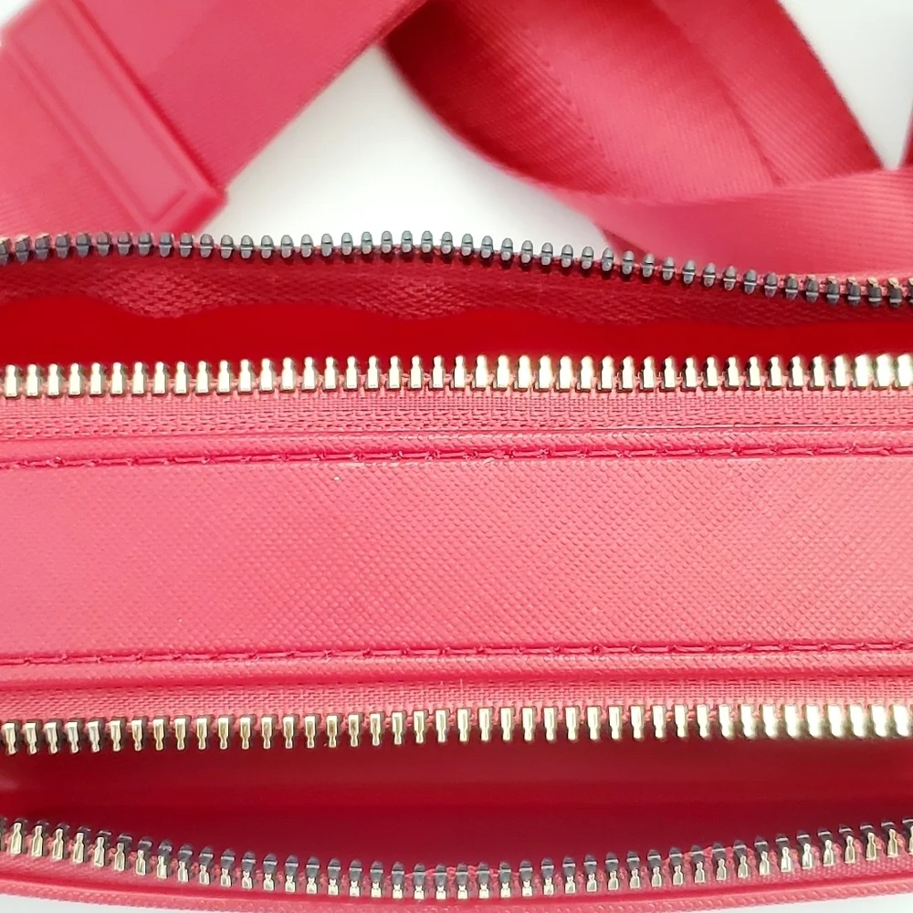 Caleesa Double Zipper Red Jelly Camera Women's Crossbody Bag